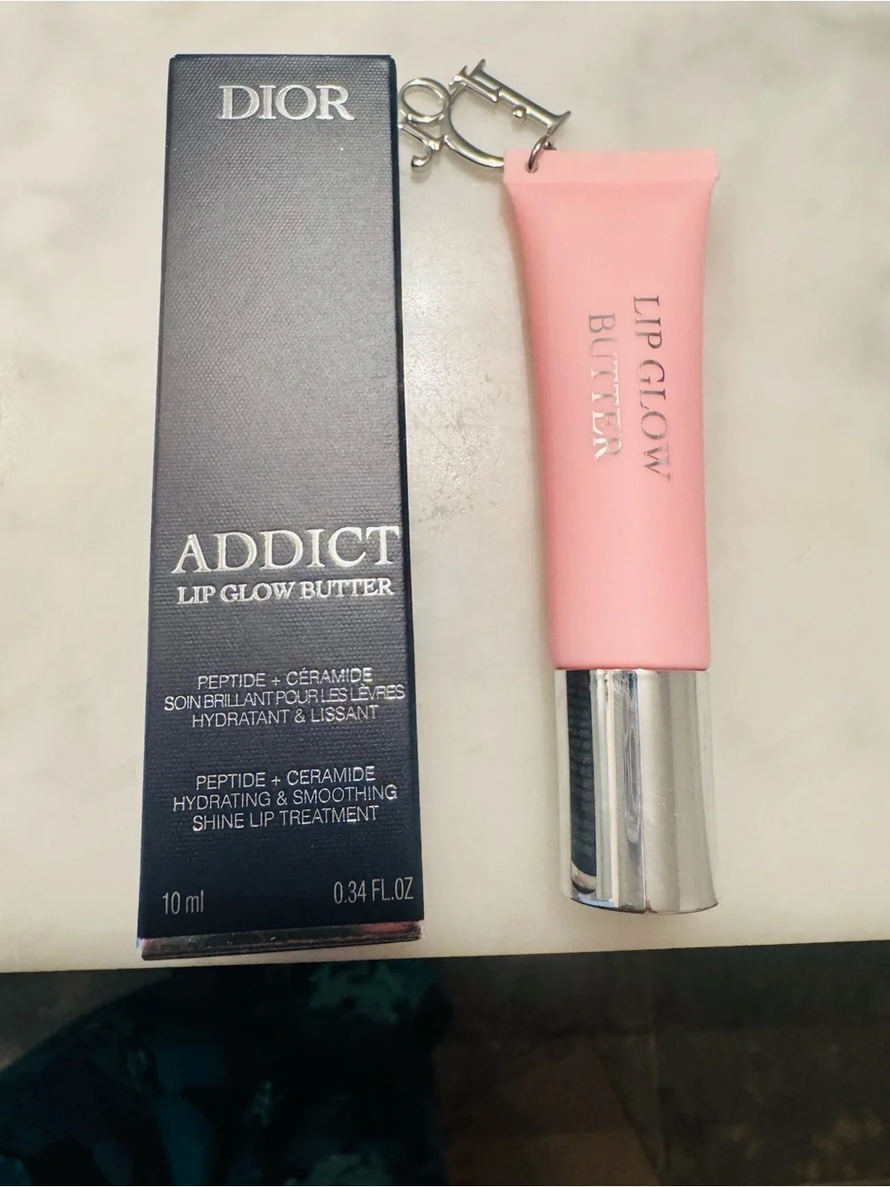 Dior Addict Lip Glow Butter - Pink Hydrating Shine w/ silver Dior charm NIB